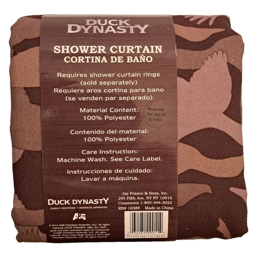 Duck Dynasty Shower Curtain Brown Camo Flying Ducks‎ 70x72 Polyester New
